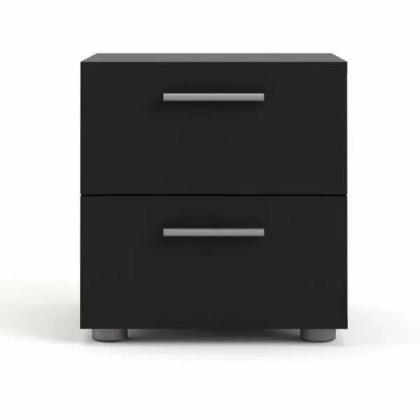 TVILUM Pepe Nachttisch, mit 2 Schubladen - schwarze Folie und Kunststoff (40x40,25)